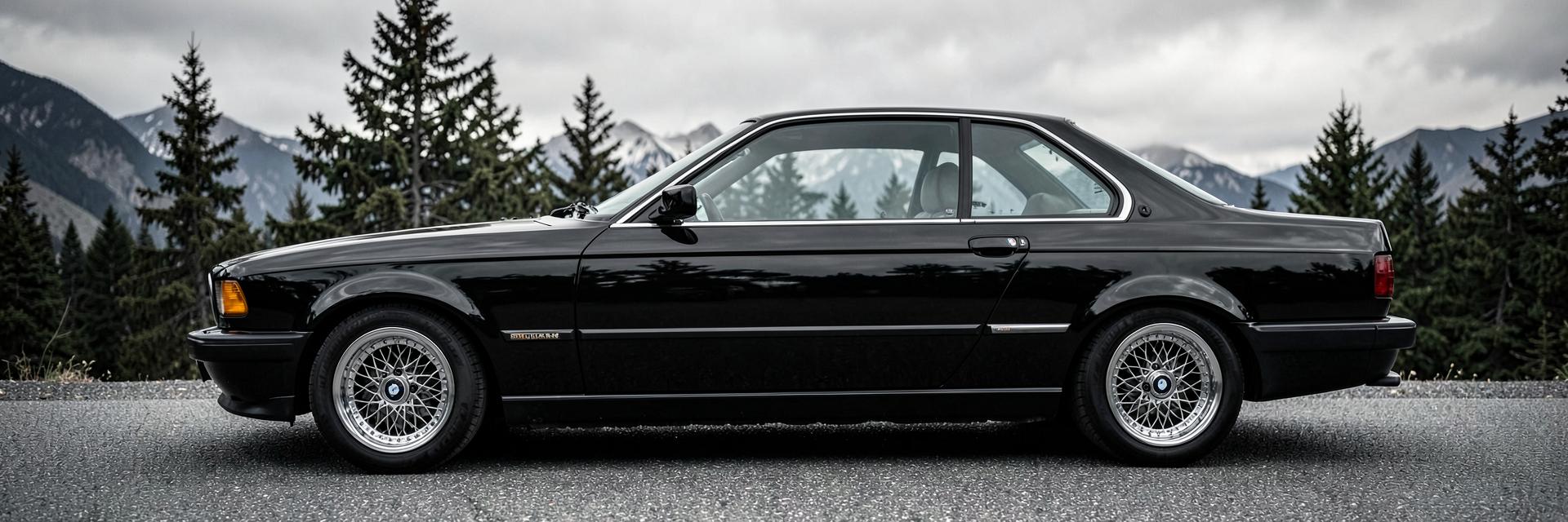 Black coupe on polished deep-dish wheels